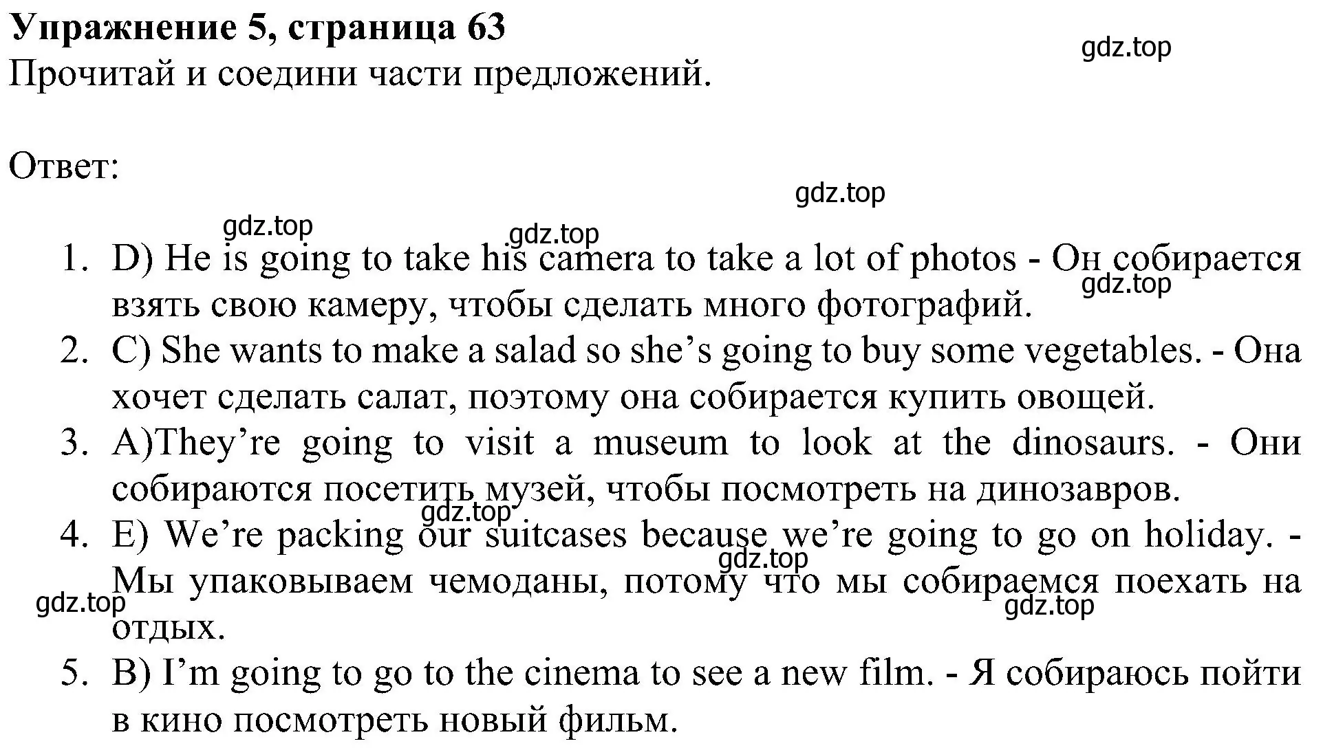 Решение 3. номер 5 (страница 63) гдз по английскому языку 4 класс Быкова, Дули, рабочая тетрадь