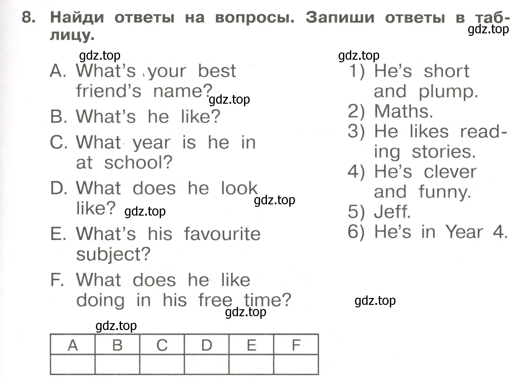 Условие номер 8 (страница 31) гдз по английскому языку 4 класс Быкова, Поспелова, сборник упражнений