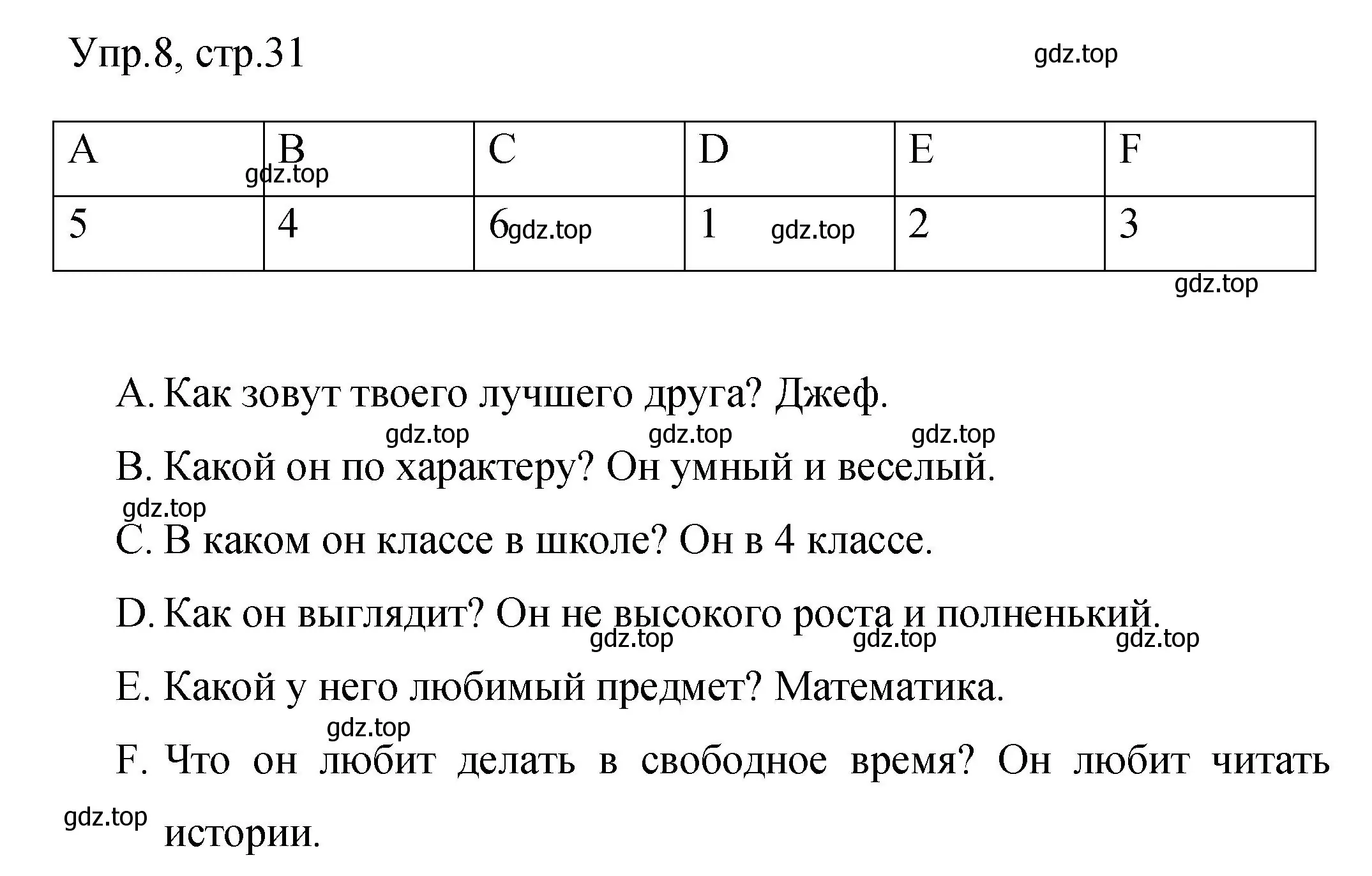 Решение номер 8 (страница 31) гдз по английскому языку 4 класс Быкова, Поспелова, сборник упражнений