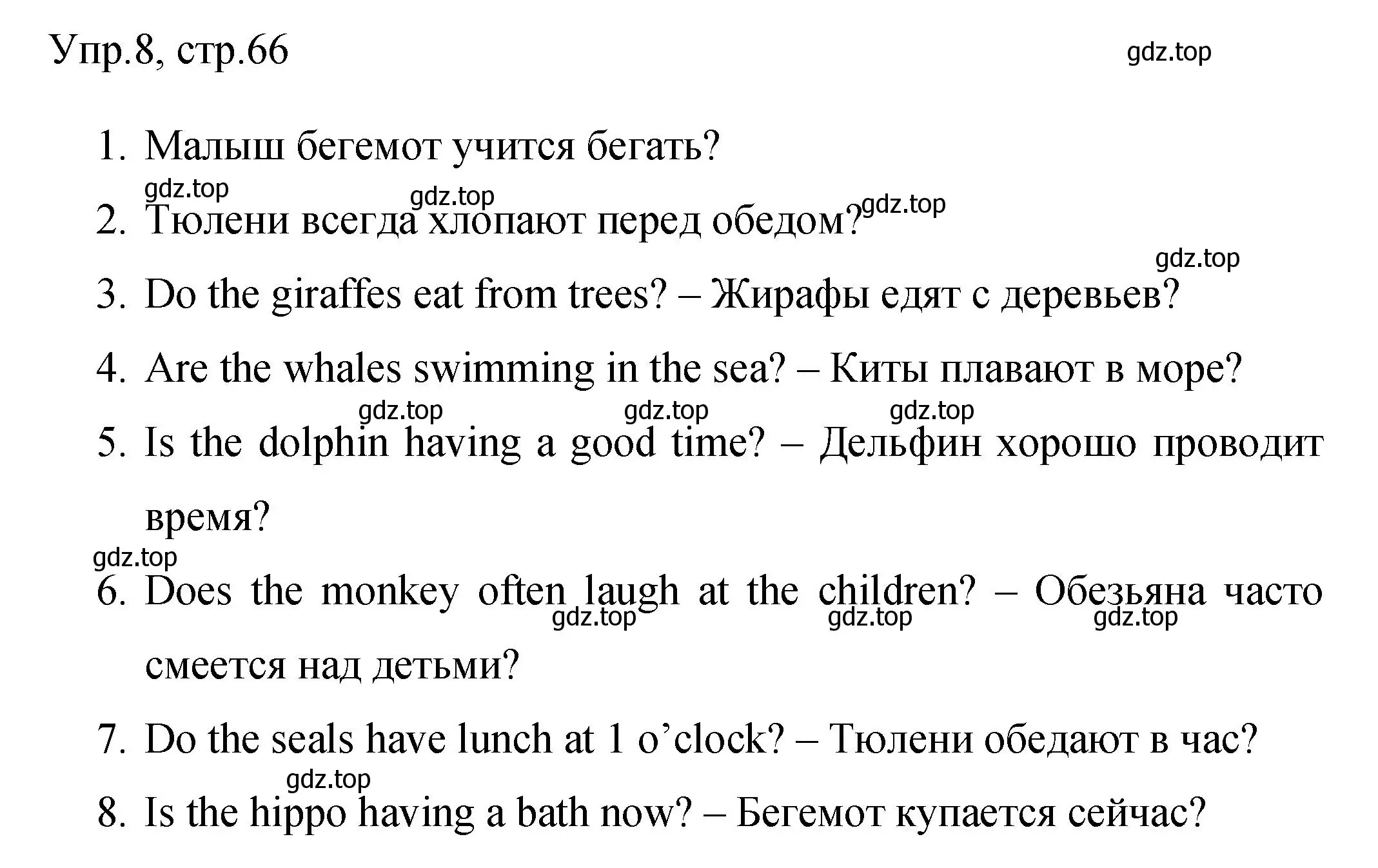 Решение номер 8 (страница 66) гдз по английскому языку 4 класс Быкова, Поспелова, сборник упражнений