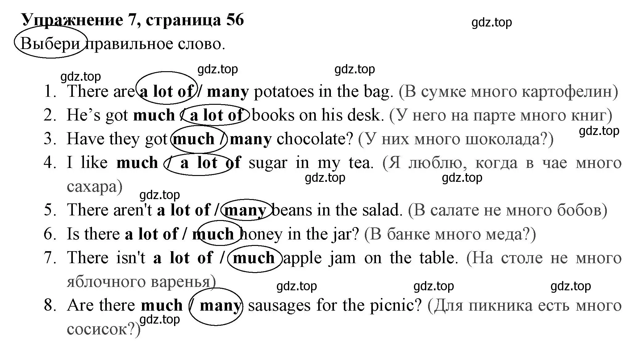 Решение 2. номер 7 (страница 56) гдз по английскому языку 4 класс Быкова, Поспелова, сборник упражнений