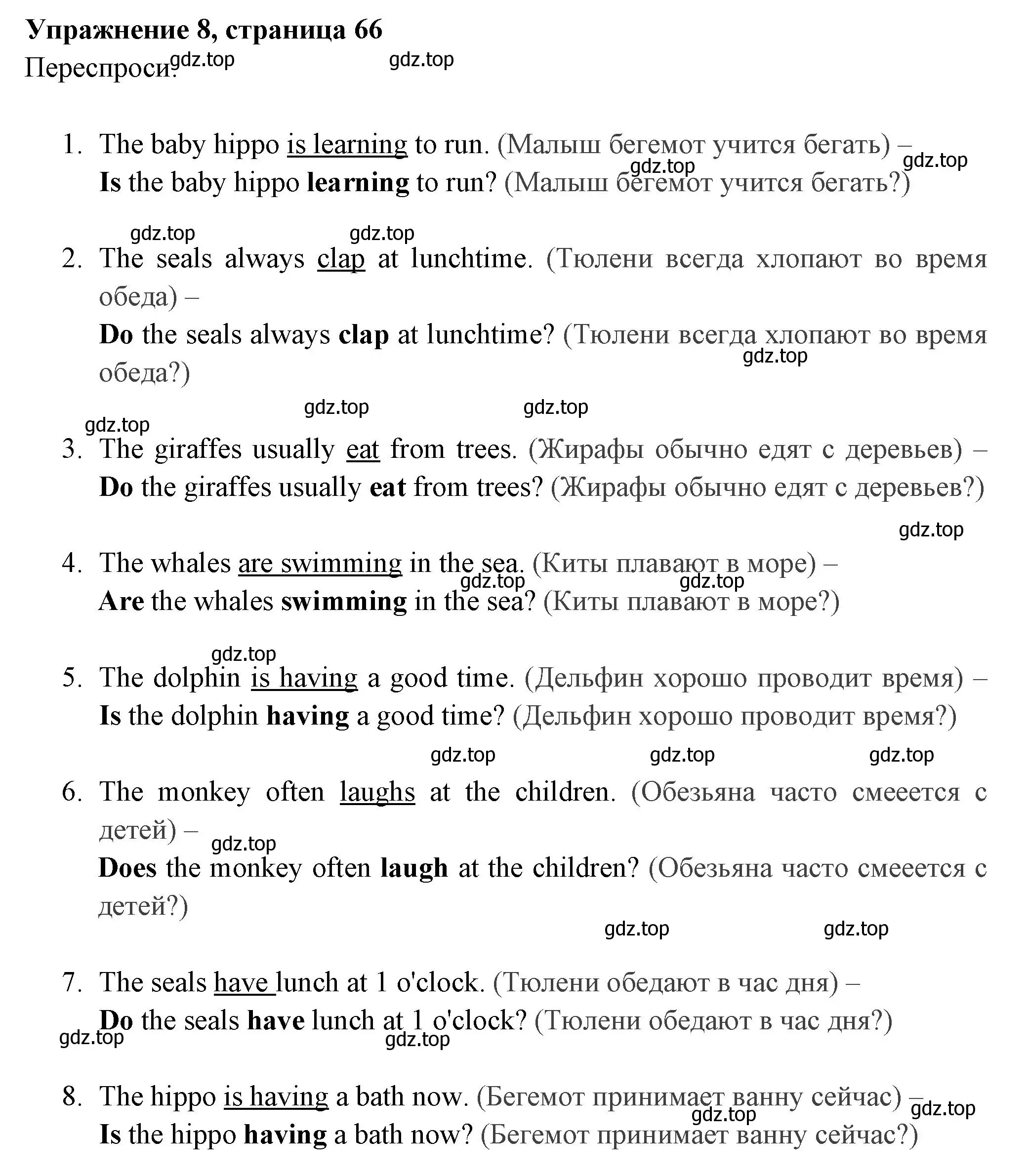 Решение 2. номер 8 (страница 66) гдз по английскому языку 4 класс Быкова, Поспелова, сборник упражнений