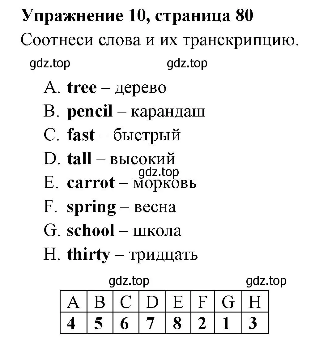 Решение 2. номер 10 (страница 80) гдз по английскому языку 4 класс Быкова, Поспелова, сборник упражнений