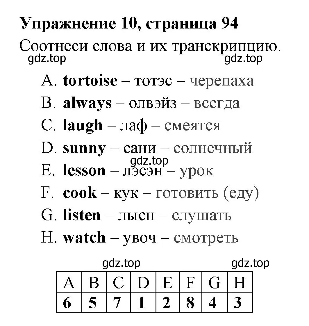 Решение 2. номер 10 (страница 94) гдз по английскому языку 4 класс Быкова, Поспелова, сборник упражнений