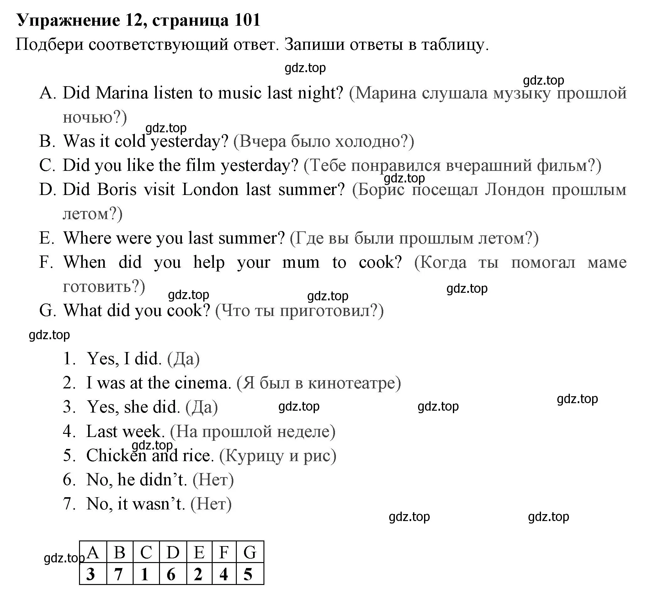 Решение 2. номер 12 (страница 101) гдз по английскому языку 4 класс Быкова, Поспелова, сборник упражнений