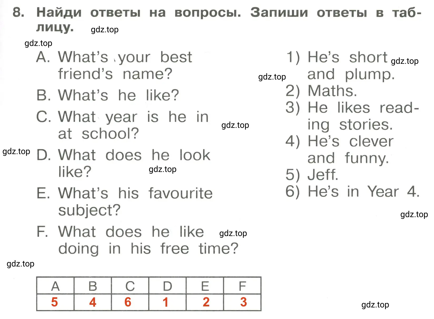 Решение 3. номер 8 (страница 31) гдз по английскому языку 4 класс Быкова, Поспелова, сборник упражнений