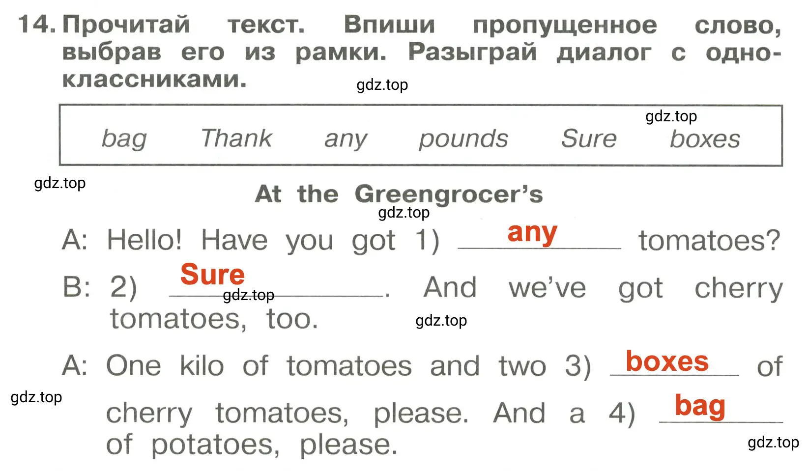 Решение 3. номер 14 (страница 59) гдз по английскому языку 4 класс Быкова, Поспелова, сборник упражнений