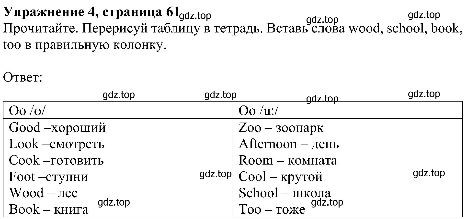 Решение 3. номер 4 (страница 61) гдз по английскому языку 4 класс Быкова, Дули, учебник 1 часть