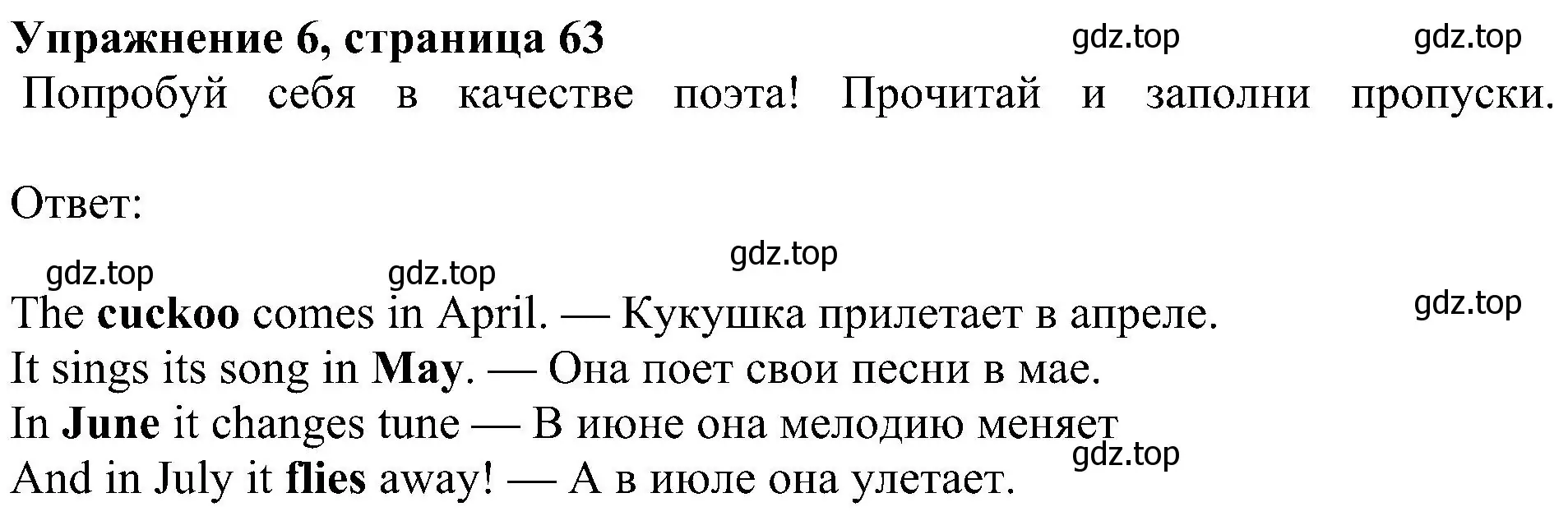 Решение 3. номер 6 (страница 63) гдз по английскому языку 4 класс Быкова, Дули, учебник 1 часть