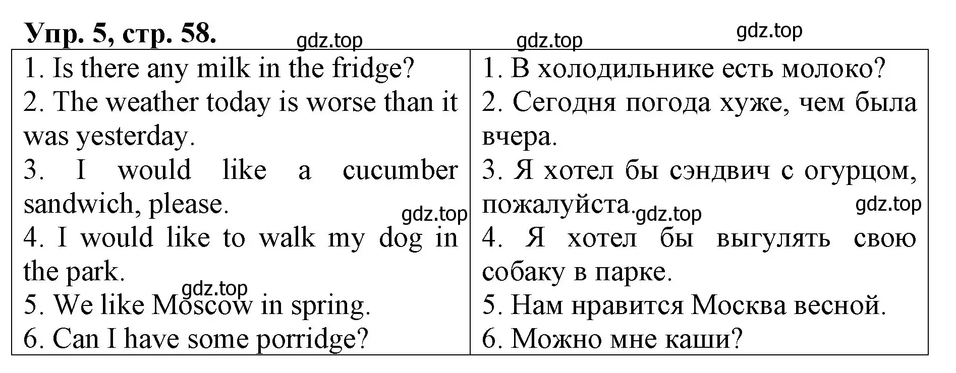 Решение номер 5 (страница 58) гдз по английскому языку 4 класс Афанасьева, Михеева, контрольные работы