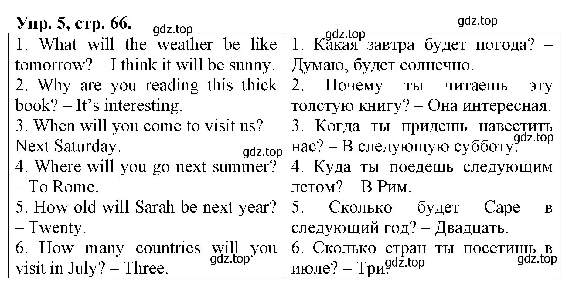Решение номер 5 (страница 66) гдз по английскому языку 4 класс Афанасьева, Михеева, контрольные работы