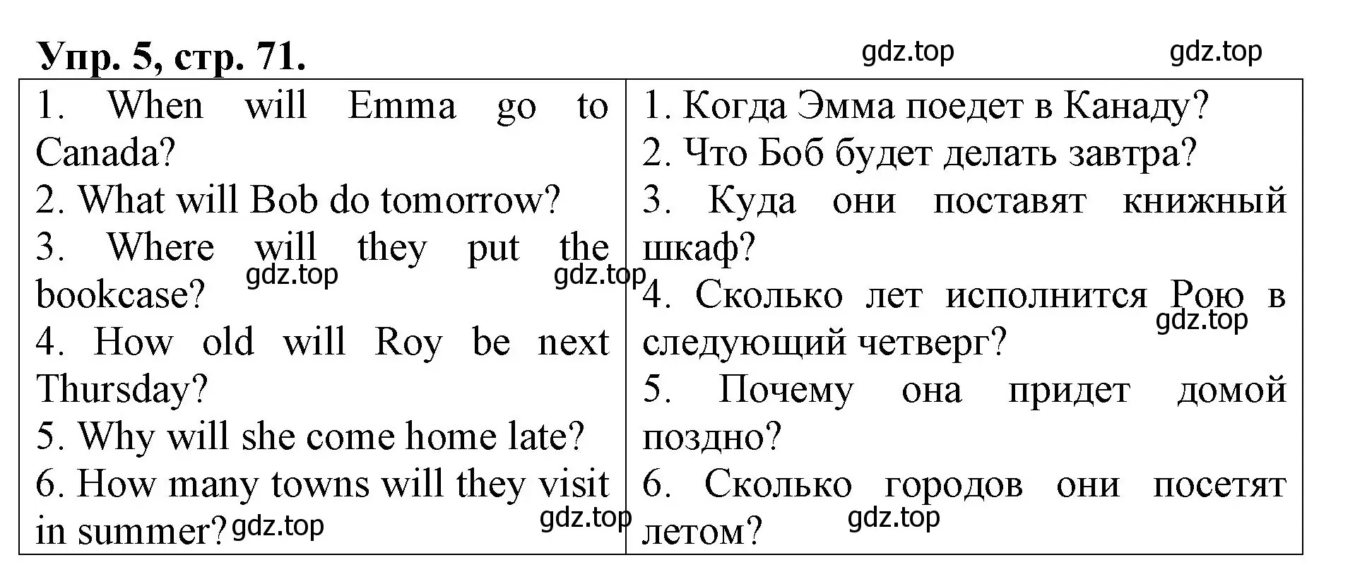 Решение номер 5 (страница 71) гдз по английскому языку 4 класс Афанасьева, Михеева, контрольные работы