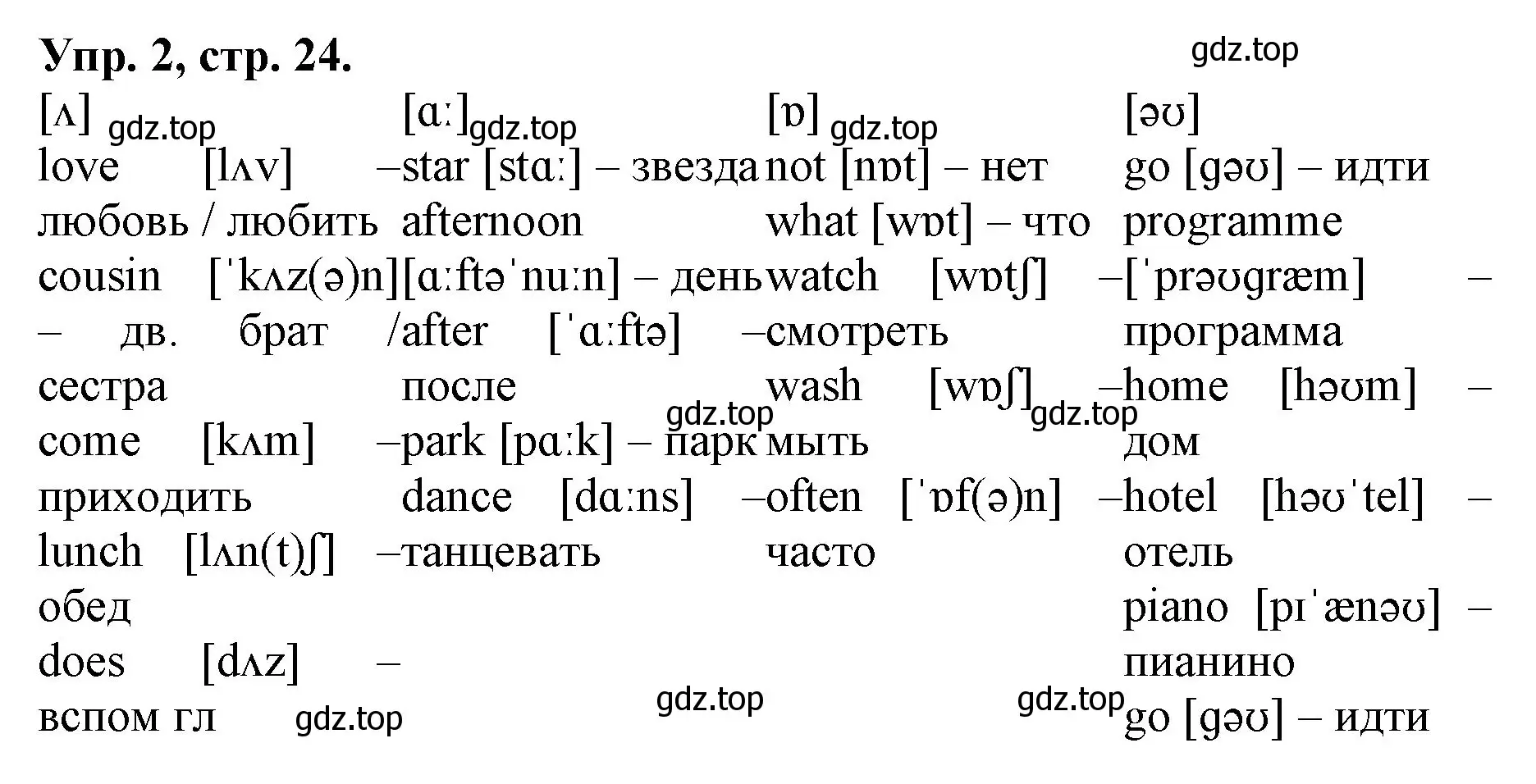 Решение номер 2 (страница 24) гдз по английскому языку 4 класс Афанасьева, Михеева, лексико-грамматический практикум