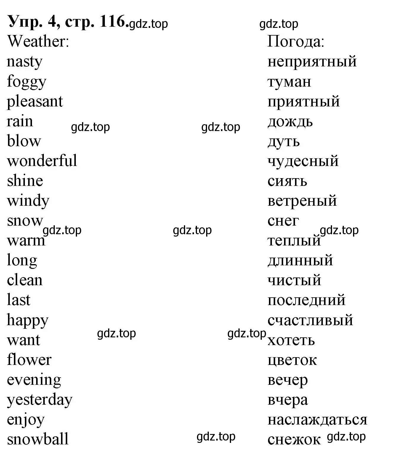 Решение номер 4 (страница 116) гдз по английскому языку 4 класс Афанасьева, Михеева, лексико-грамматический практикум