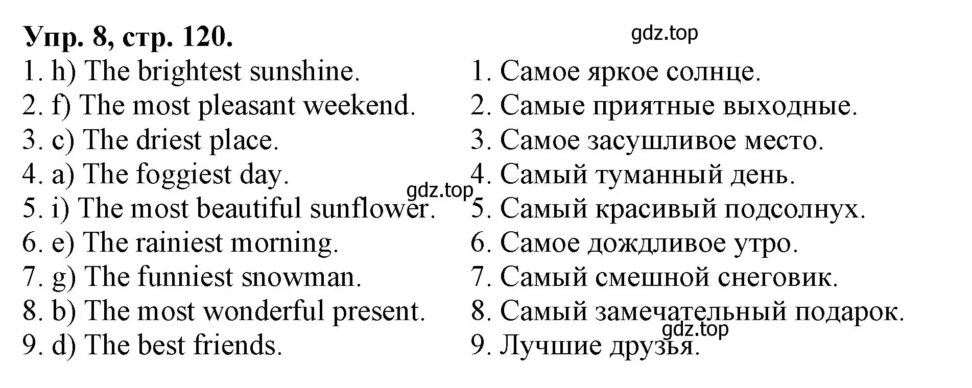 Решение номер 8 (страница 120) гдз по английскому языку 4 класс Афанасьева, Михеева, лексико-грамматический практикум