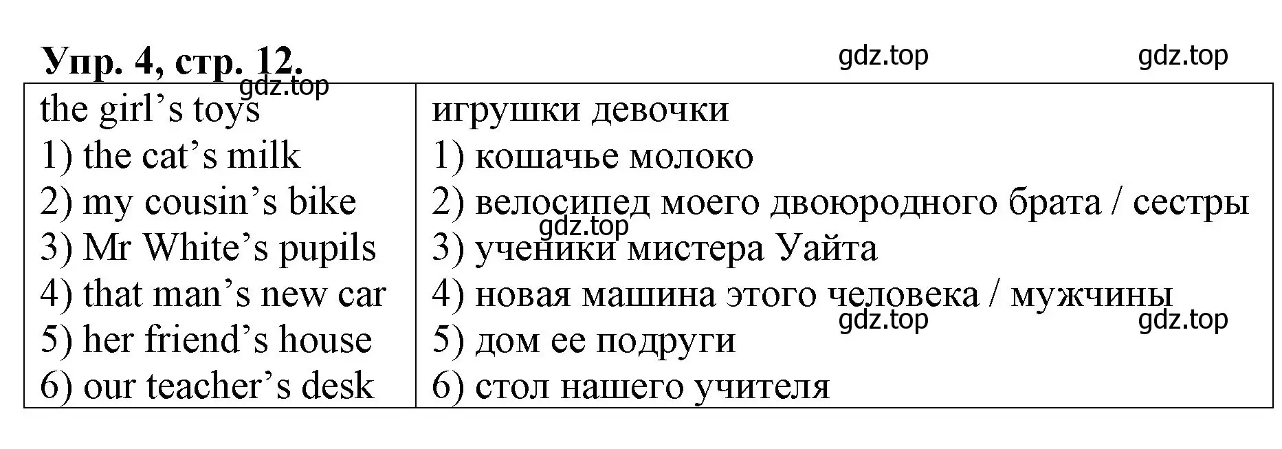 Решение номер 4 (страница 12) гдз по английскому языку 4 класс Афанасьева, Михеева, рабочая тетрадь