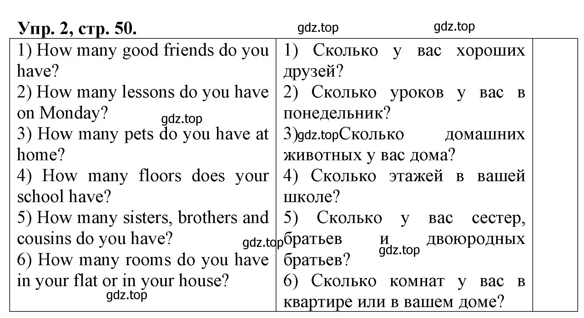 Решение номер 2 (страница 50) гдз по английскому языку 4 класс Афанасьева, Михеева, рабочая тетрадь