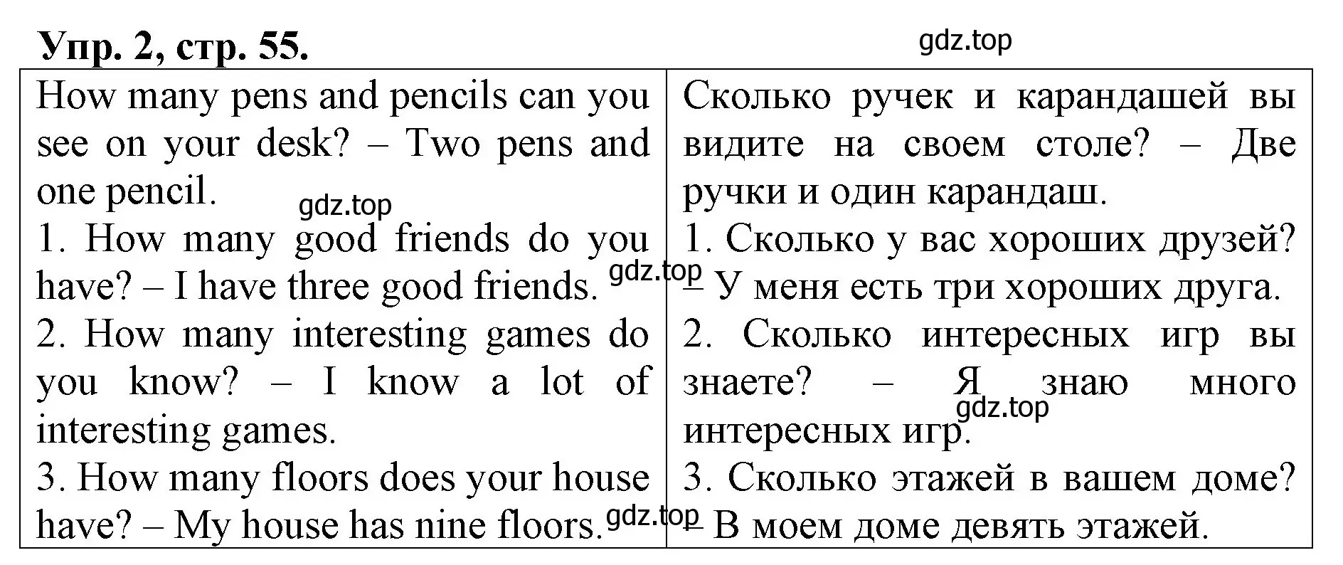 Решение номер 2 (страница 55) гдз по английскому языку 4 класс Афанасьева, Михеева, рабочая тетрадь