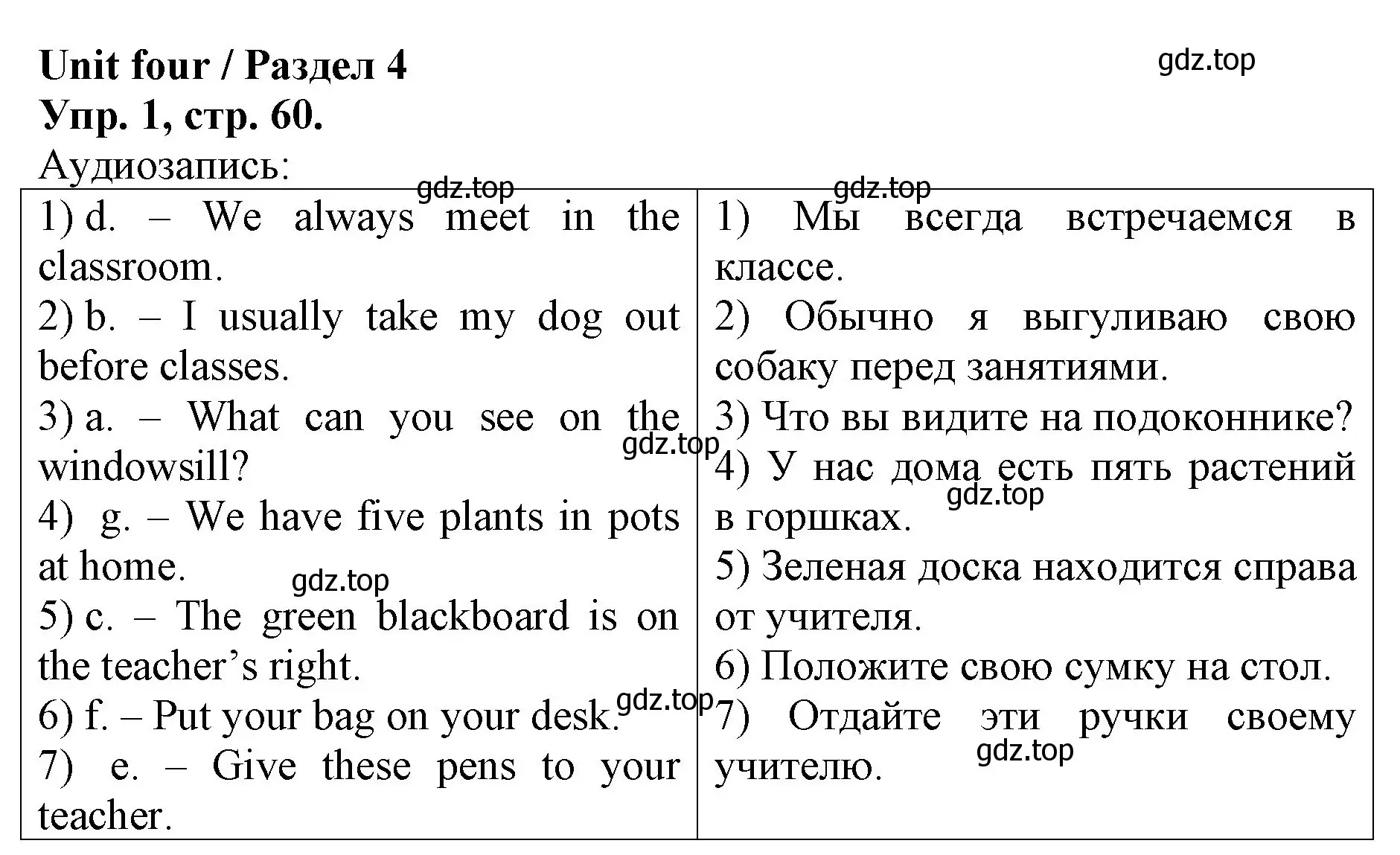 Решение номер 1 (страница 60) гдз по английскому языку 4 класс Афанасьева, Михеева, рабочая тетрадь