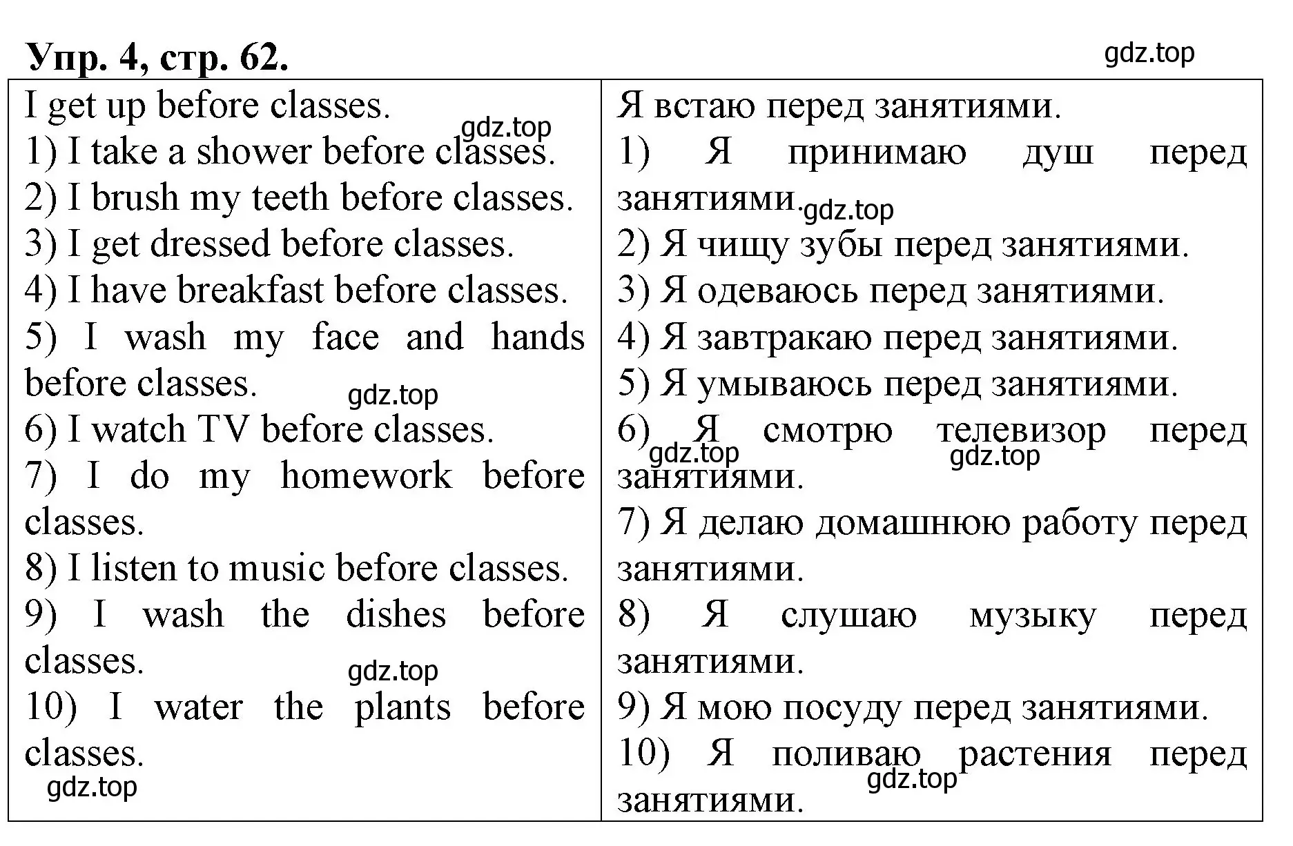 Решение номер 4 (страница 62) гдз по английскому языку 4 класс Афанасьева, Михеева, рабочая тетрадь