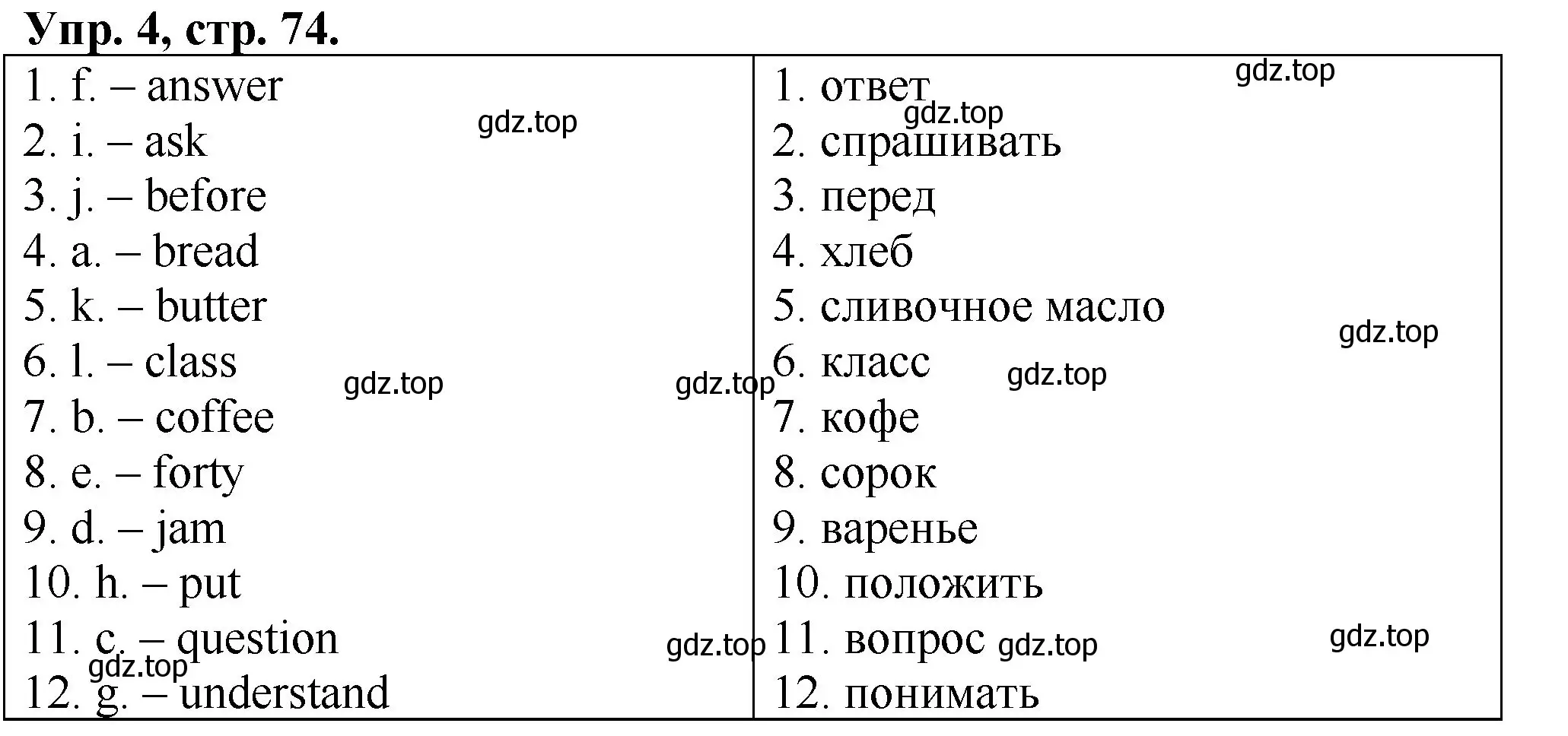 Решение номер 4 (страница 74) гдз по английскому языку 4 класс Афанасьева, Михеева, рабочая тетрадь