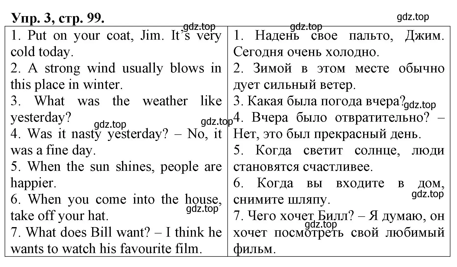 Решение номер 3 (страница 99) гдз по английскому языку 4 класс Афанасьева, Михеева, рабочая тетрадь