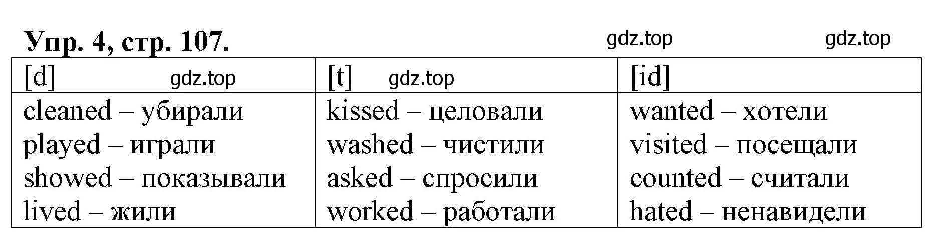 Решение номер 4 (страница 107) гдз по английскому языку 4 класс Афанасьева, Михеева, рабочая тетрадь