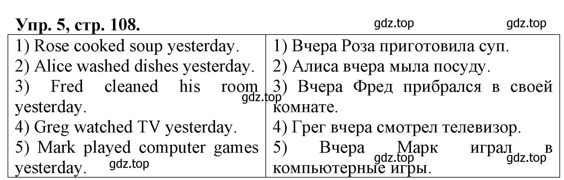 Решение номер 5 (страница 108) гдз по английскому языку 4 класс Афанасьева, Михеева, рабочая тетрадь