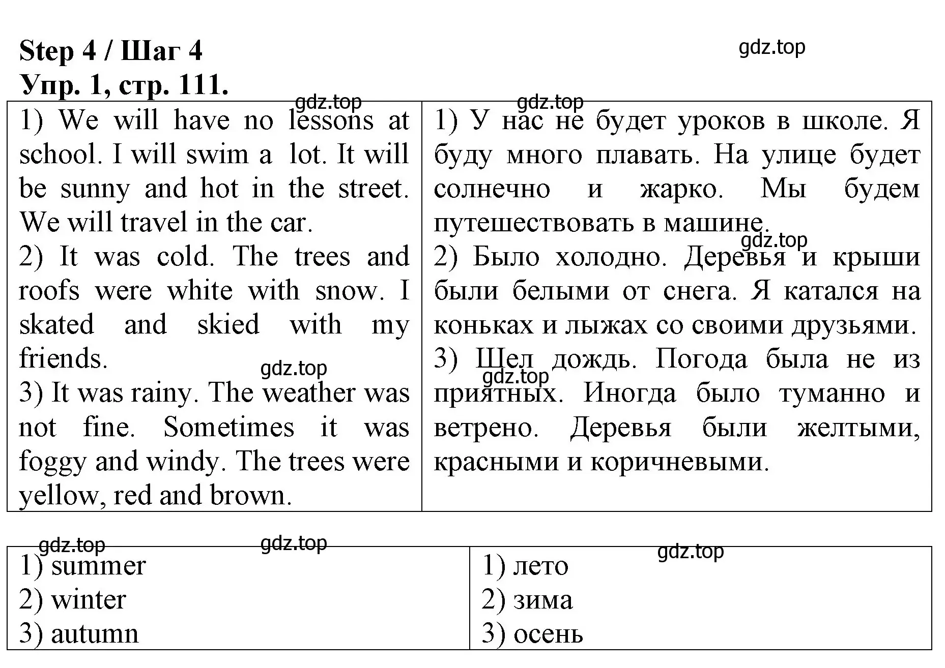 Решение номер 1 (страница 111) гдз по английскому языку 4 класс Афанасьева, Михеева, рабочая тетрадь