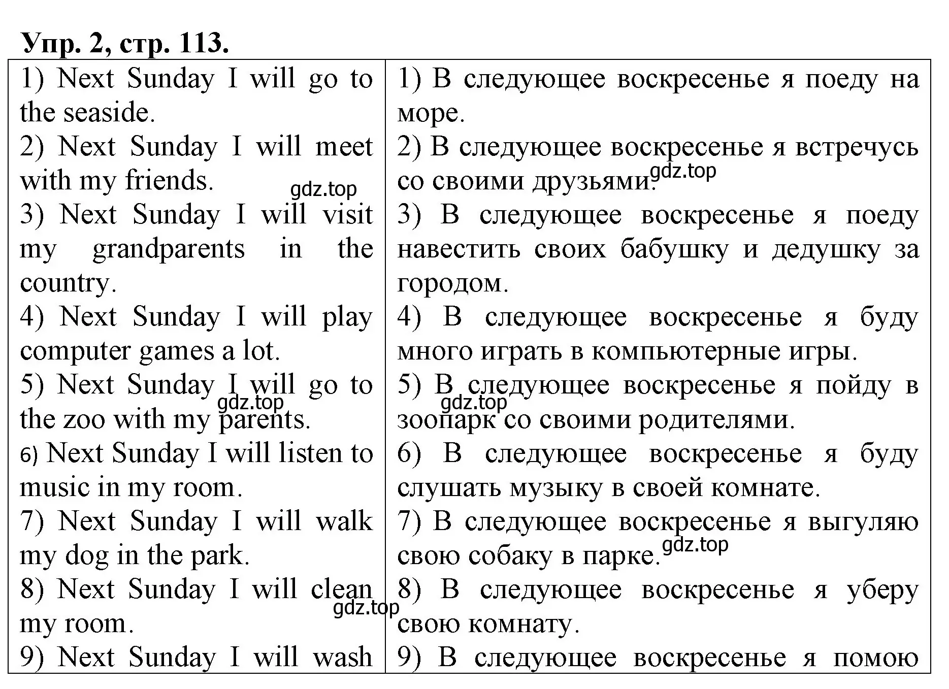 Решение номер 2 (страница 113) гдз по английскому языку 4 класс Афанасьева, Михеева, рабочая тетрадь