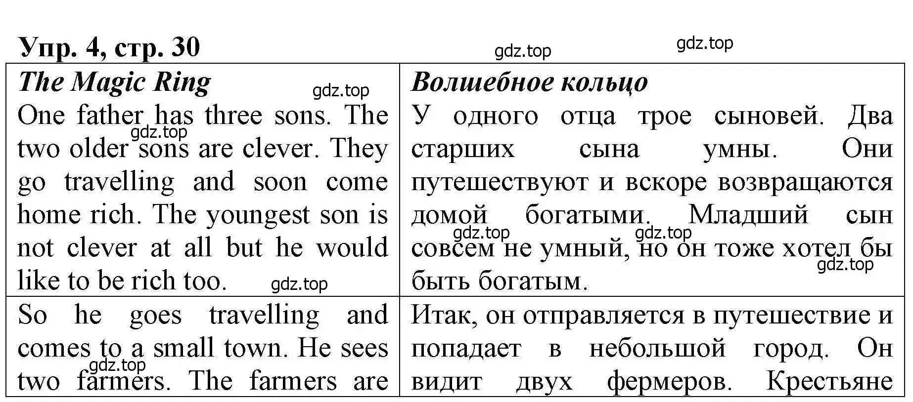 Решение номер 4 (страница 30) гдз по английскому языку 4 класс Афанасьева, Михеева, книга для чтения