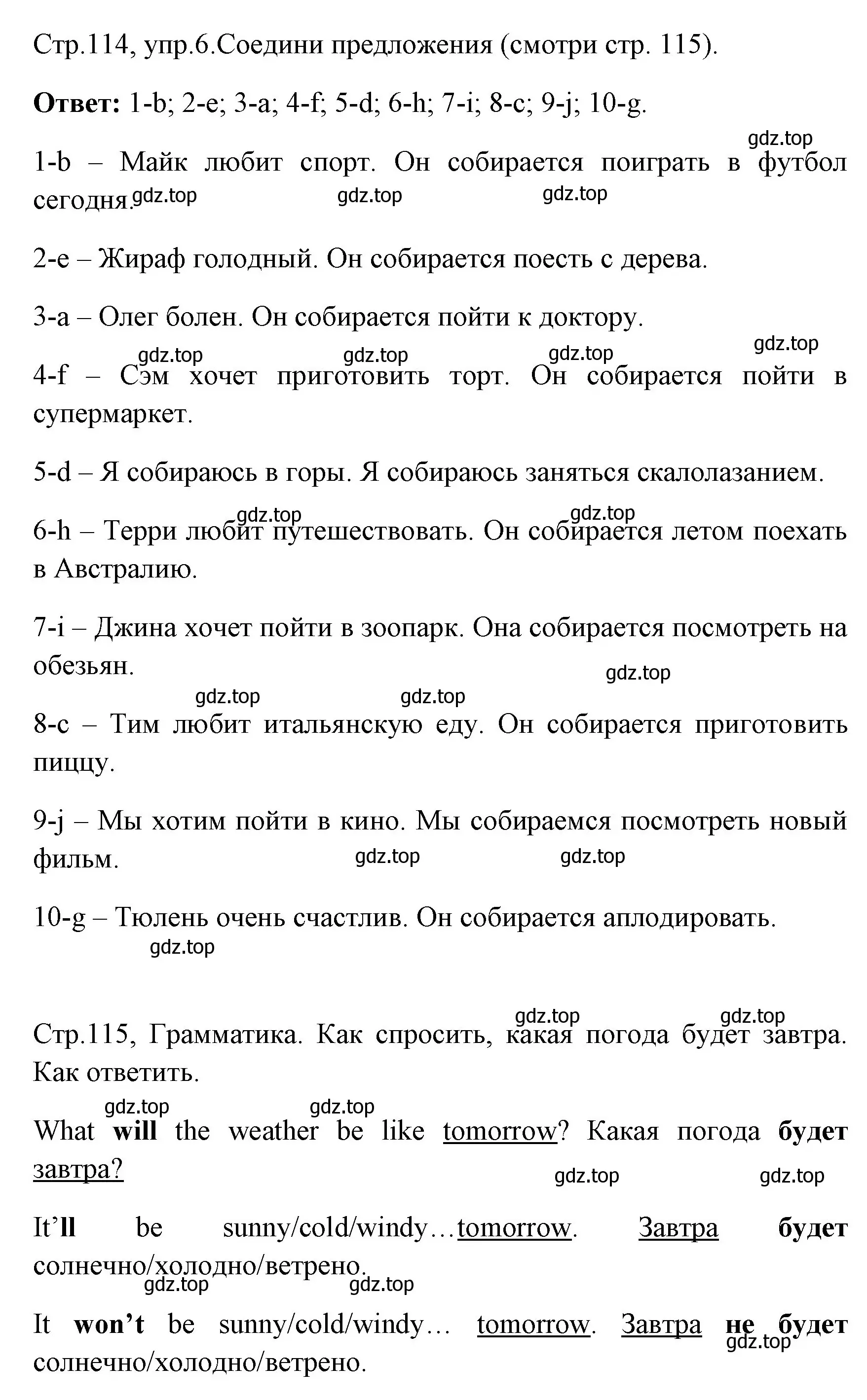 Решение номер 6 (страница 114) гдз по английскому языку 4 класс Юшина, грамматический тренажёр