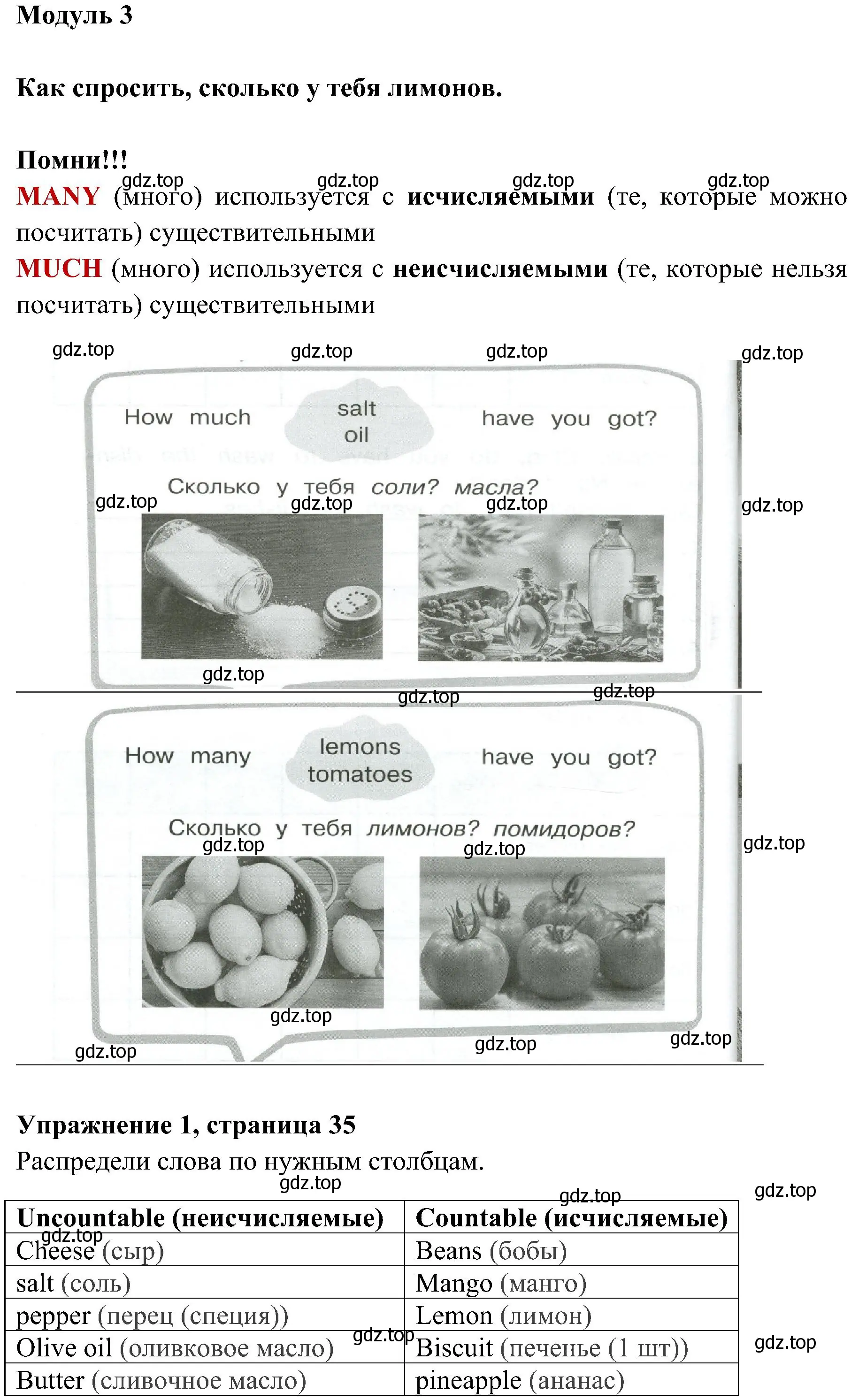 Решение 2. номер 1 (страница 35) гдз по английскому языку 4 класс Юшина, грамматический тренажёр