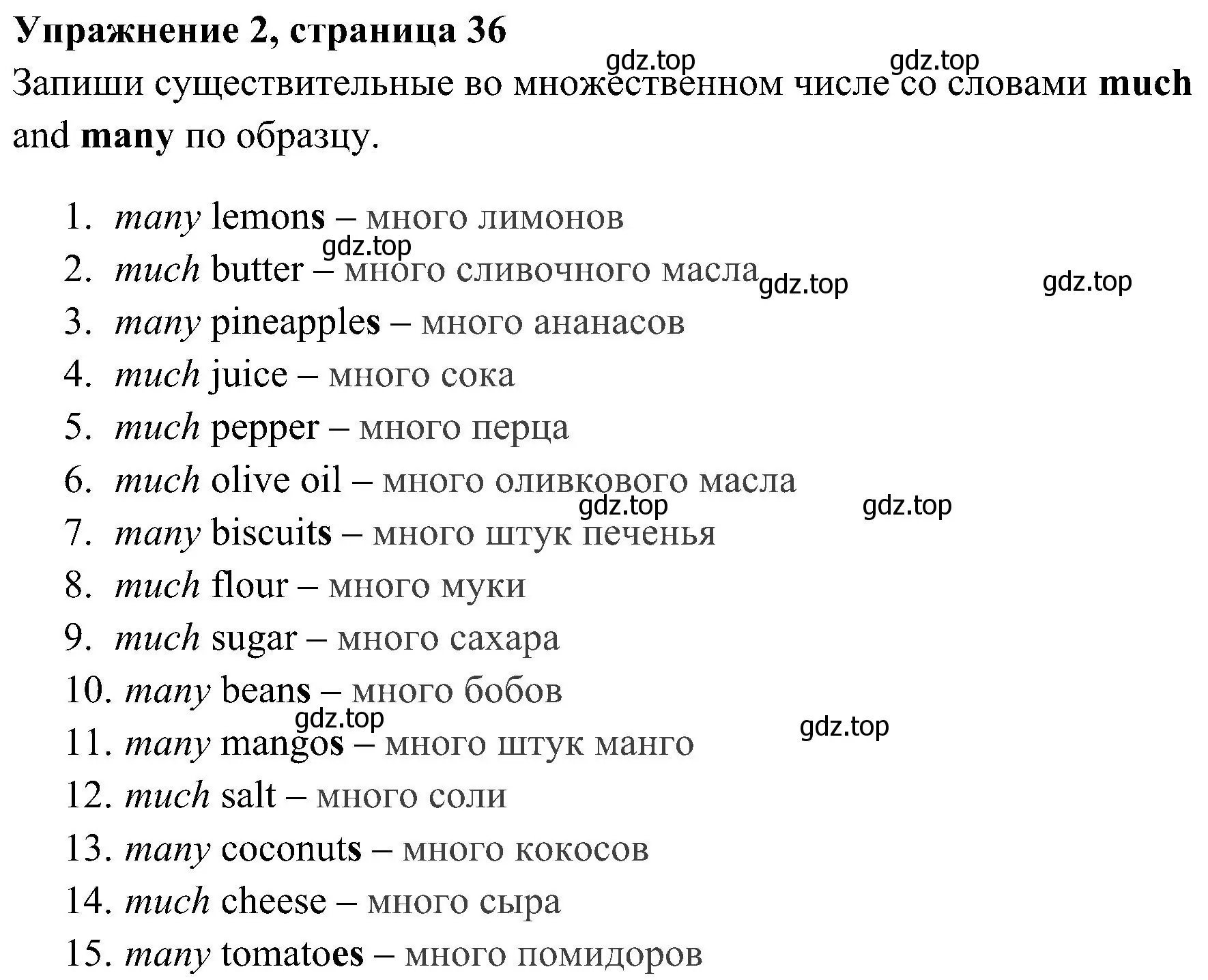 Решение 2. номер 2 (страница 36) гдз по английскому языку 4 класс Юшина, грамматический тренажёр