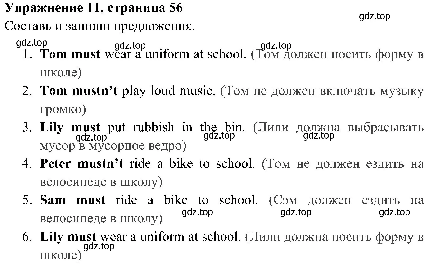 Решение 2. номер 11 (страница 56) гдз по английскому языку 4 класс Юшина, грамматический тренажёр