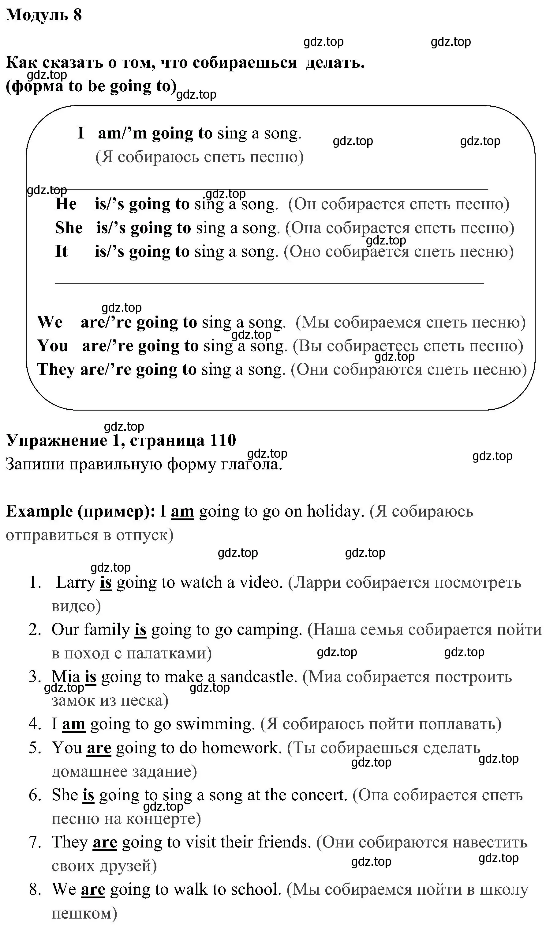 Решение 2. номер 1 (страница 110) гдз по английскому языку 4 класс Юшина, грамматический тренажёр