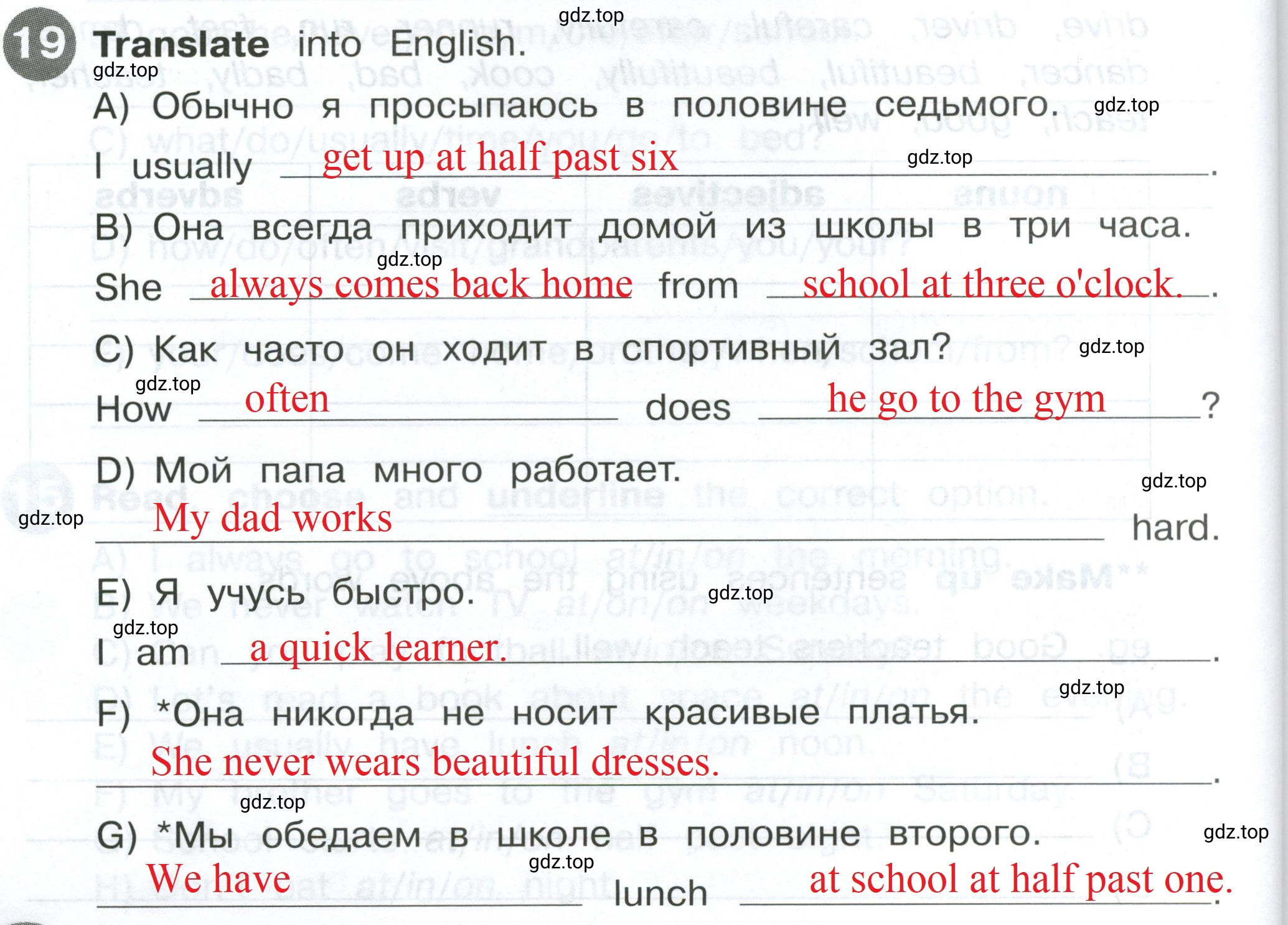 Решение 2. номер 19 (страница 36) гдз по английскому языку 4 класс Котова, сборник упражнений