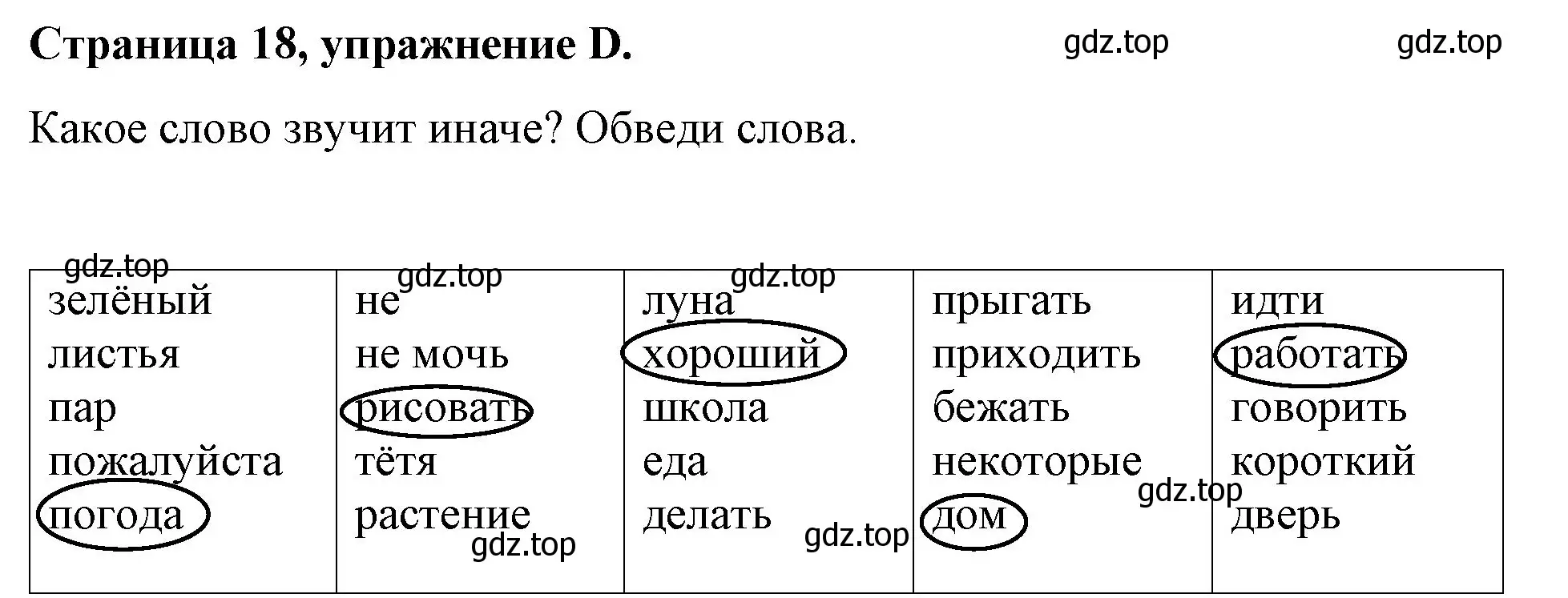 Решение номер D (страница 18) гдз по английскому языку 4 класс Вербицкая, Эббс, рабочая тетрадь