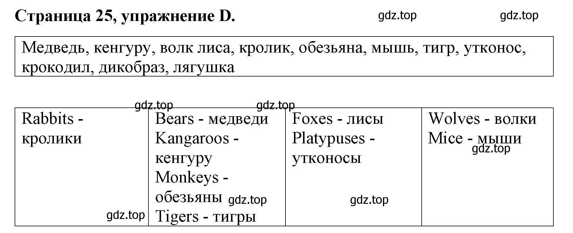 Решение номер D (страница 25) гдз по английскому языку 4 класс Вербицкая, Эббс, рабочая тетрадь