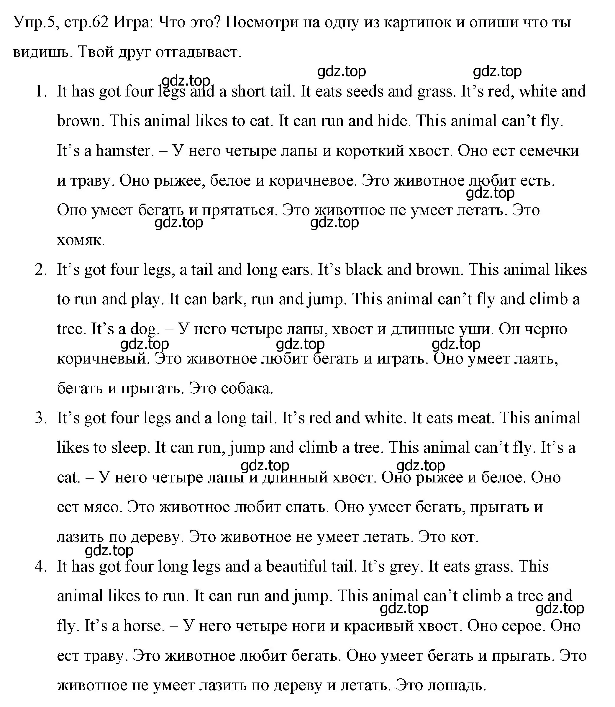 Решение номер 5 (страница 62) гдз по английскому языку 4 класс Вербицкая, Эббс, учебник 1 часть