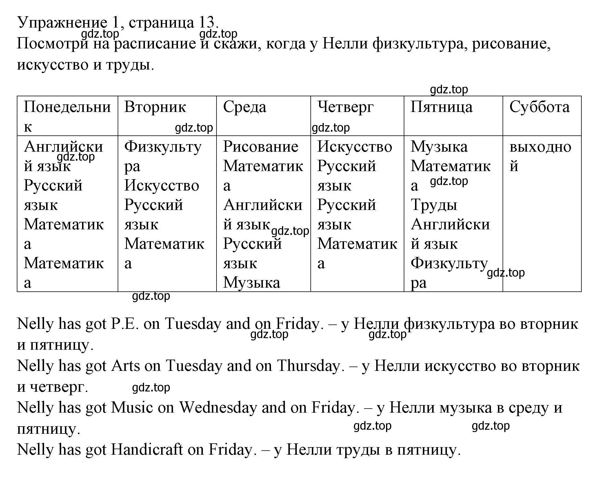 Решение номер 1 (страница 13) гдз по английскому языку 4 класс Верещагина, Афанасьева, рабочая тетрадь