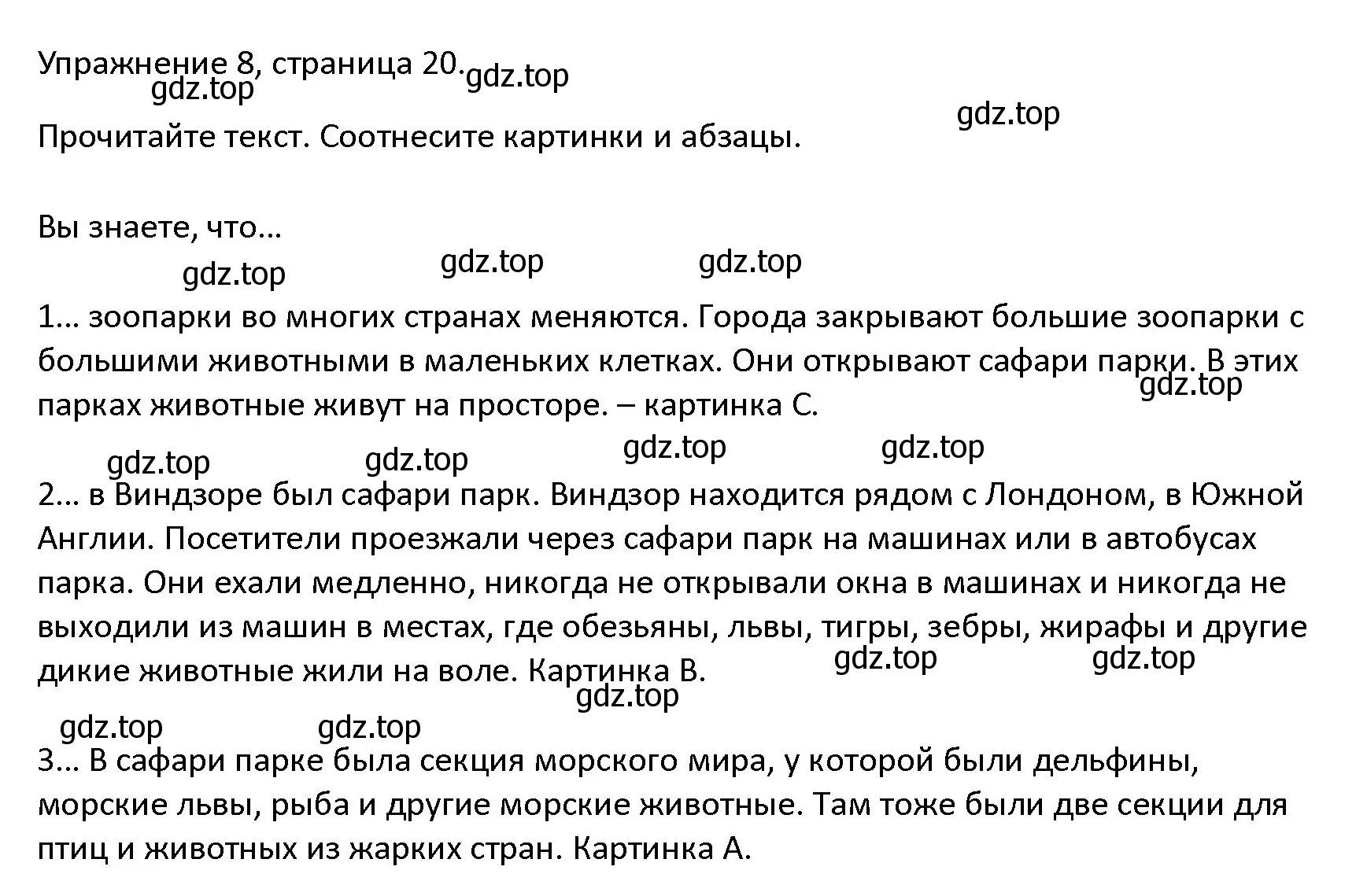 Решение номер 8 (страница 20) гдз по английскому языку 4 класс Верещагина, Афанасьева, учебник 1 часть