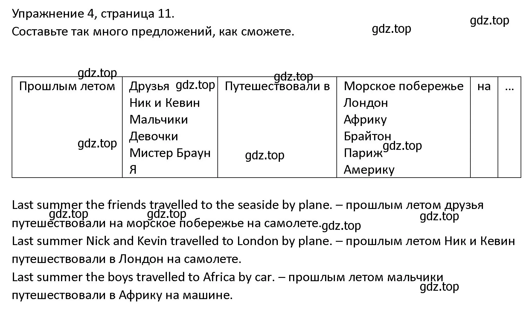 Решение номер 4 (страница 11) гдз по английскому языку 4 класс Верещагина, Афанасьева, учебник 2 часть