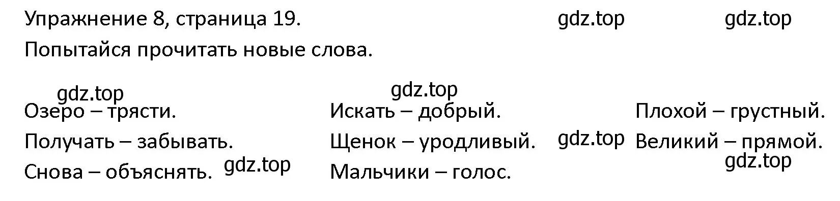 Решение номер 8 (страница 19) гдз по английскому языку 4 класс Верещагина, Афанасьева, учебник 2 часть