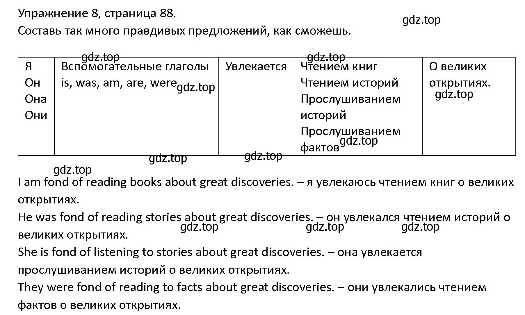 Решение номер 8 (страница 88) гдз по английскому языку 4 класс Верещагина, Афанасьева, учебник 2 часть