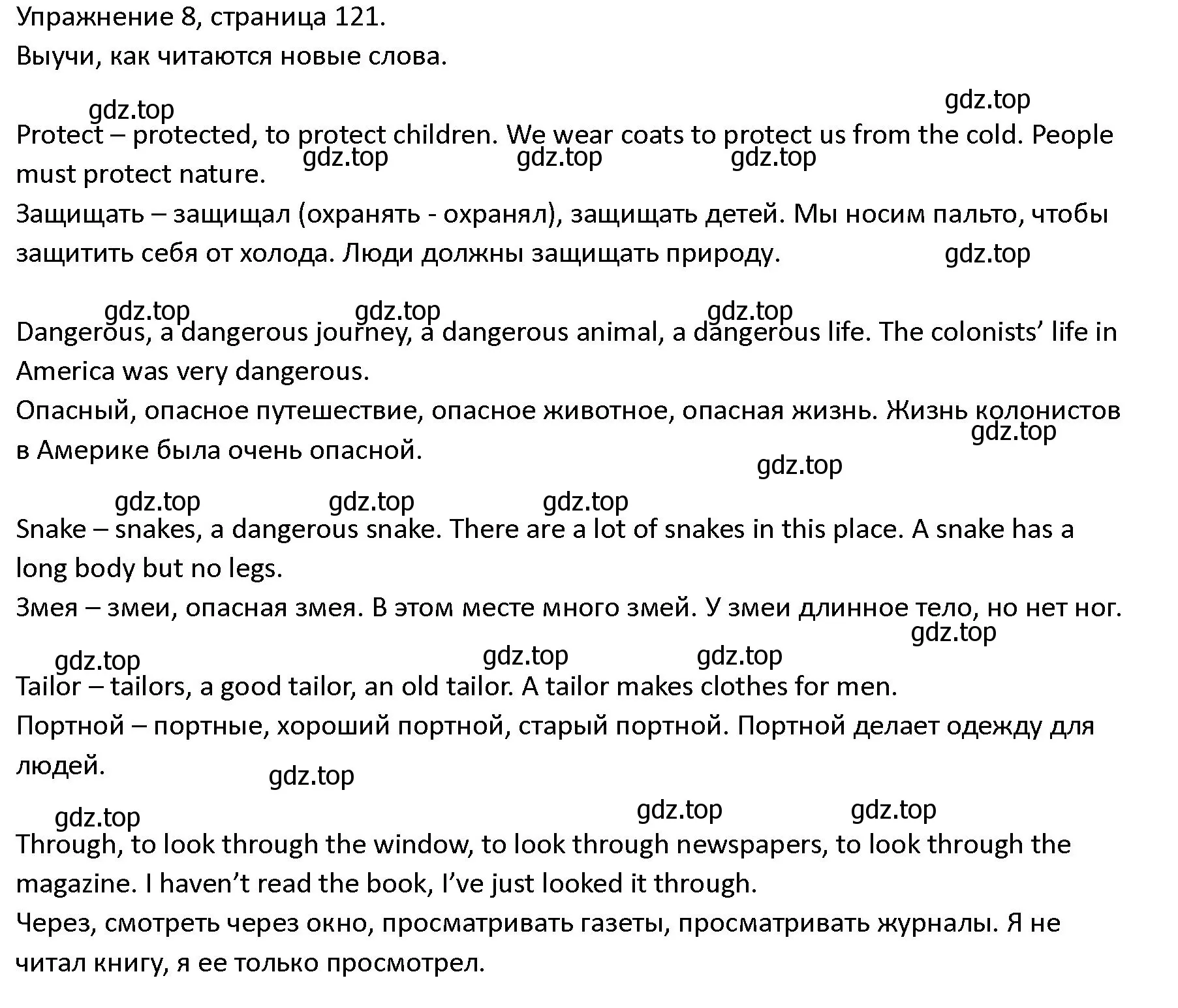 Решение номер 8 (страница 121) гдз по английскому языку 4 класс Верещагина, Афанасьева, учебник 2 часть