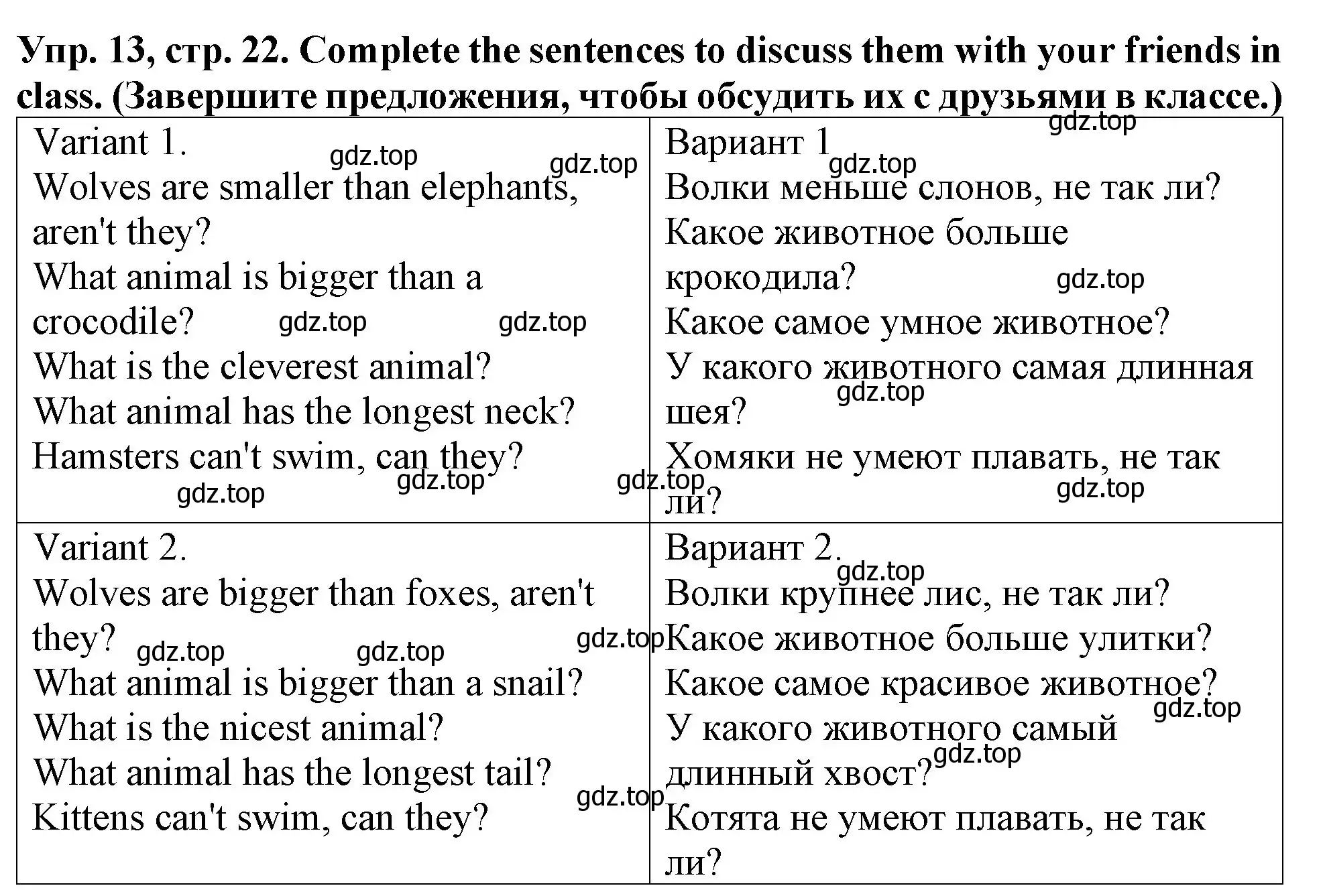 Решение 2. номер 13 (страница 22) гдз по английскому языку 4 класс Верещагина, Афанасьева, учебник 1 часть