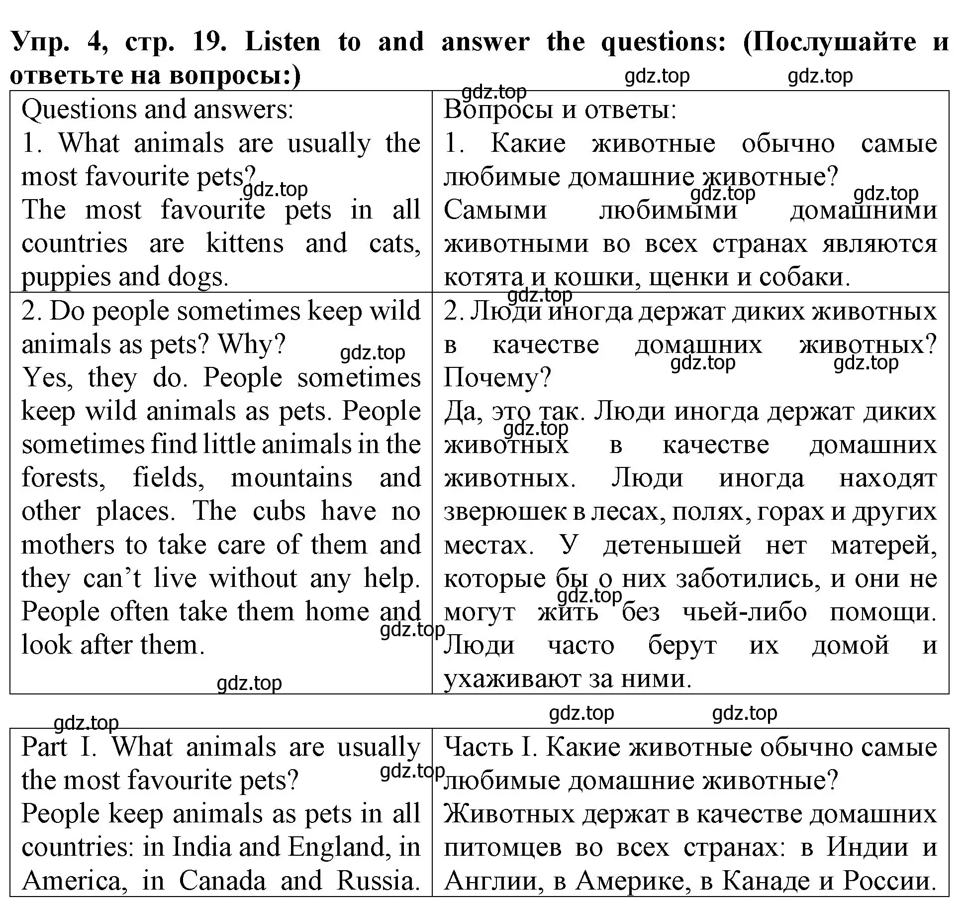 Решение 2. номер 4 (страница 19) гдз по английскому языку 4 класс Верещагина, Афанасьева, учебник 1 часть