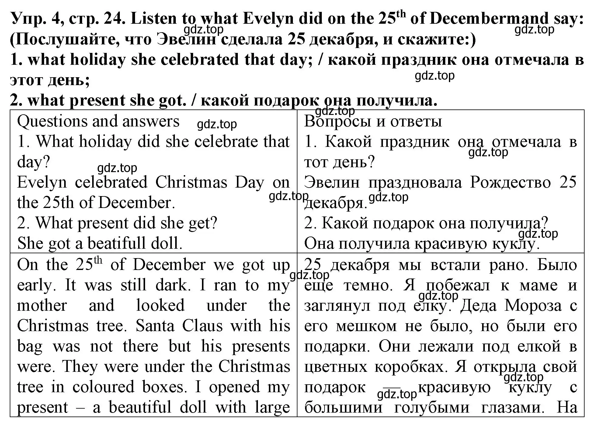 Решение 2. номер 4 (страница 24) гдз по английскому языку 4 класс Верещагина, Афанасьева, учебник 1 часть