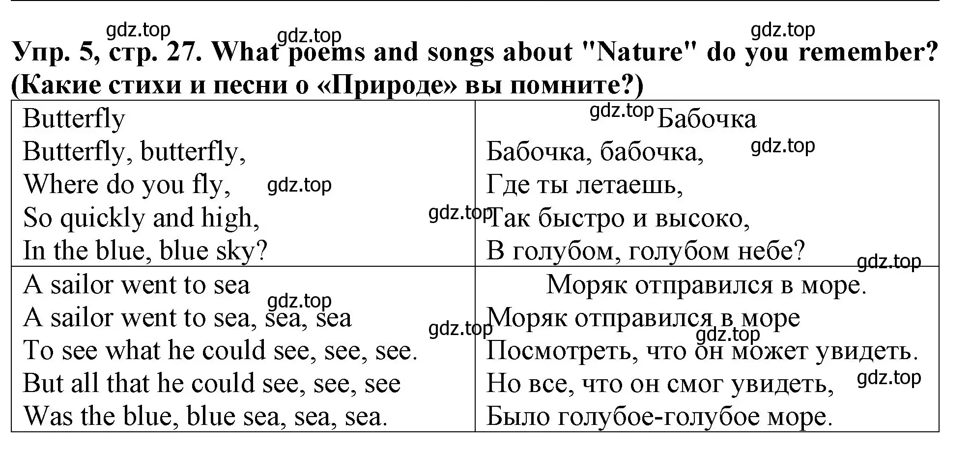 Решение 2. номер 5 (страница 27) гдз по английскому языку 4 класс Верещагина, Афанасьева, учебник 1 часть